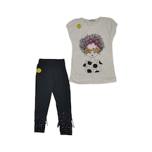 Bittoş Kids Kız Çocuk Alt Üst Takımbeyaz Önü Kızlı Pul İşlemeli Beyaz