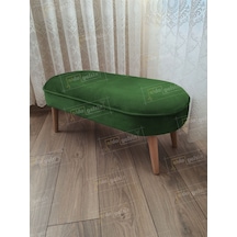 Ultra Lüks Oval Parrot Puf Ahşap Ayak Yeşil