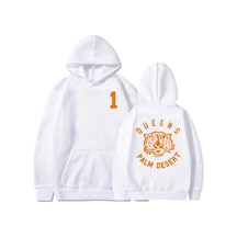 Tarzsokak Beyaz Unisex Queens Palm Çöl Kaplan Baskı Queens Taş Yaş Hip Hop Streetwear