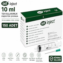 Set İnject Tıpset 10ml 3 Parça Yeşil Uçlu Enjektör-150 Adet