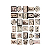 30 Adet Vintage Nostaljik Pul Sticker Seti - Scrapbook Ajanda Defter Çok Renkli