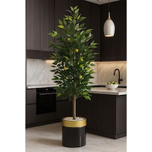 Yapay Limon Ağacı 180 Cm Yeşil Yaprakları Lux Metal Saksı Dahil