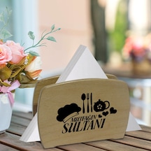 Bk Gift Mutfağın Sultanı Tasarımlı Lüks Ahşap Peçetelik-3