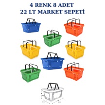 8 adet 22Litre Market ve Alışveriş Sepeti, Saplı Market Sepeti R4