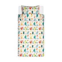 Ikea Lattjo Tek Kişilik Nevresim Takımı 150 X 200 Cm Beyaz - Kırmızı - Yeşil Çok Renkli