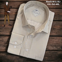 Linen Keten Klasik %100 Cotton Uzun Kollu Terletmeyen Tek Cepli Kapaklı Camel Gömlek Regular Kalıp -10204 Camel