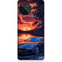 Realme 11 4g Uyumlu Spor Araba Ve Gün Batımı Desenli Silikon Kılıf
