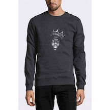 Biggie Hiphop Rap Baskılı Füme Antrasit Erkek Örme Sweatshirt