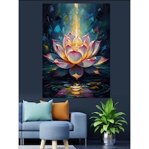 Ahşap Tablo Işıklı Pembe Lotus Çiçeği