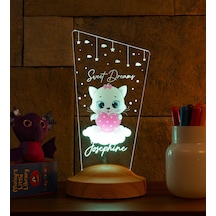 Pembe Kitty Kedicik Bebek Odası Gece Lambası Dekoru, İsimli Çocuklar İçin Şirin Kedili Çocuk Odasına Özel Hediyelik Eşya 34421194