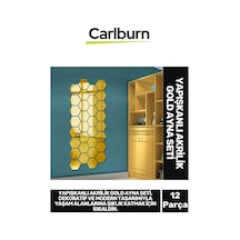 Özel Üretim Dekoratif Modern Altıgen Ev Ofis Duvar Dolap Yapışkanlı Akrilik Gold Ayna Seti 12 Adet