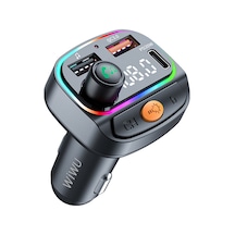 Wiwu Wi-qc031 Rgb Bluetooth Transmitter Mp3 Type-c Ve Usb-a Araç Şarjı Siyah