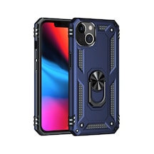 İphone 14 Plus Kılıf Sofya Yüzüklü Silikon Kapak - Lacivert
