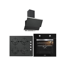 Silverline BO65E1B01 - C5335B01 - 3420 Classy Siyah Cam Ankastre Set