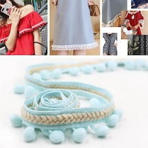 25 Adet Mzf3.5mq Ulusal Stil Kürk Top Dantel Kemer Dıy Giyim Aksesuarları, Uzunluk: 22.86m, Genişlik: 3.5cm Açık Mavi