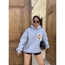 Startmore Simpson Baskılı Kapişonlu Sweatshırt Gri