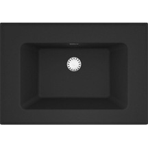 Real Stone Zenıth 65 Etajerli Siyah Granit Banyo Lavabosu 65x45 Siyah