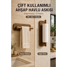 Ahşap Rulo Havluluk Peçetelik Banyo Mutfak Askısı Havlu Peçete Askılığı Ahşap Ahşap