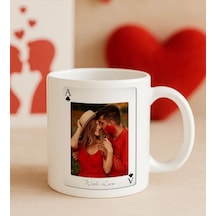 Bk Gift Kişiye Özel Aşkımızın Ası Fotoğraflı İskambil Tasarımlı Beyaz Kupa Bardak-4, Sevgiliye Hediye, Eşe Hediye Kobitmeyencom34307 Bk Gift