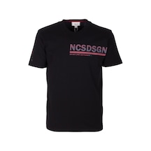 Erkek Tişört Bisiklet Yaka Siyah Slim Fit Baskılı T-shirt Ncs Jeans 1296 Siyah