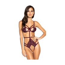 New Dreams Şık Modern Elegant Dikkat Çekici Dantelli Bordo Gecelik Kombin Set Bordo