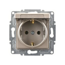 Günsan Egona Metallic Bej Kapaklı Topraklı Priz