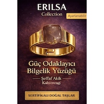 Sertifikalı Şeffaf Kahverengi Akik Doğal Taş Yüzük Güç Odak Bil Çok Renkli
