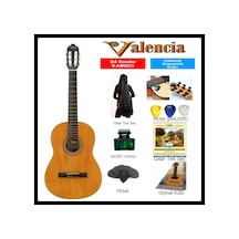 Valencia Vc204 4/4 Klasik Gitar + Kılıf + Pena + Akort Cihazı Mavi