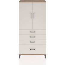 Hyperion Dolap 2 Raflı 4 Çekmeceli 2 Kapaklı 88x44x182 Antrasit-aytaşı Atlas Çam