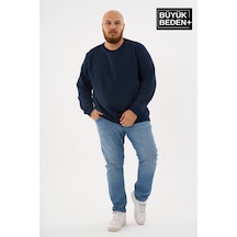 Superlife Erkek Büyük Beden Bisiklet Yaka İnce Sweatshirt Regular Fit %64 Pamuklu Spr26bsw956 Lacivert