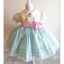 H L Y Karol Tasarım Mint Pembe Kemerli Nakışlı Kız Bebek Elbisesi, Özel Dikim Kız Çocuk Elbisesi, Doğum Günü Elbisesi, Fotoğraf Çekim Elbisesi, Kız Bebek Hediyesi, 0-12 Yaşa Uygun Pembe