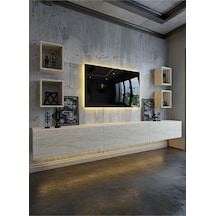 Resital Duvara Monte Ledli 270 Cm Tv Ünitesi Duvar Raflı - Ll6023 Traverten