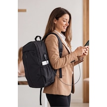 Multimission Usb Şarj Unisex Laptop Sırt Çantası Üniversite Okul Günlük Kullanım Çantası Hafif E... Siyah