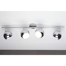 Rsylight Retro Krom Kaplama 180 Derece Hareketli Modern Spor 4 Lü Led Spot Avize Günışığı Ampullü Krom