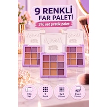 9 Renkli Far Paleti - 3 Lü Set Çok Renkli
