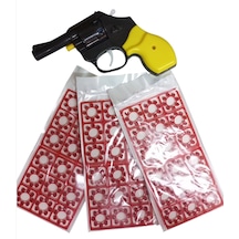 Sarı Siyah Taraftar Mantar Kapsül Tabanca + 3 Yedek Paket Mermi 432 Kapsül Tüm Yaşlar