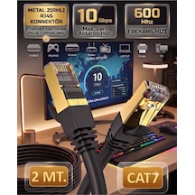 Cat7 Ethernet Kablosu 2 Metre 10 Gbps 600 Mhz Metal Zırhlı
