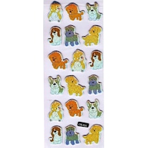 Sticker Kabartmalı Sticker Defter Planlayıcı Etiket Cb531 16x7 Cm- Sevimli Köpekler Çok Renkli