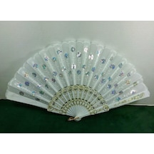 Yelpaze Şık Doğal Serinletici Pullu Yelpaze-877-13 Beyaz X 2 Adet