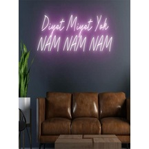 Diyet Miyet Yok Nam Nam Nam Yazılı Neon Tabela Pembe