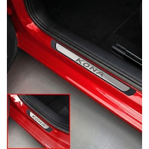 Hyundai Kona Krom Kapı Eşiği 2019 Ve Üzeri 4 Parça Paslanmaz Çelik Abs Çerçeve