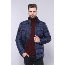 Kapitone Lacivert Erkek Kışlık Mont - Wessi Siyah