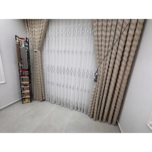 Nivemeshome Ritim 3-0009 Ekru 1/3 Pileli Fon Perde 90x250