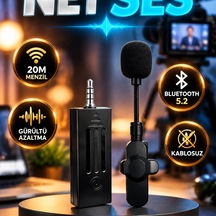Gürültü Önlemeli Kablosuz Yaka Mikrofonu 20 Metre Menzil, 2.4 Ghz Ve Bluetooth 5.2