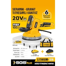 Sgs5415 20 Volt 2 Amper Akülü Titreşimli Vantuz Seramik Granit Mermer Kiremit Döşeme Makinesi