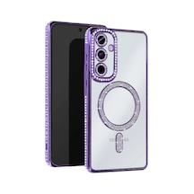Samsung Galaxy A25 5g Joke Simli Magneticsafe Kılıf - Derin Mor 0.2M-Çok Renkli