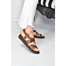 Fox Shoes Taba Hakiki Deri Kadın Sandalet K374680503