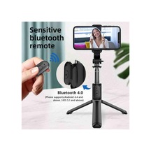 3'ü 1 Arada Selfie Çubuğu Tripod, Kablosuz Uzaktan Kumanda, Uzatılabilir Stand, Tüm Akıllı Telefonlarla Uyumlu Siyah - 874873986