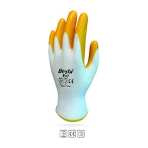 Beybi Nitril Poly Pn7 10 Beden Beyaz Sarı Eldiven 12li Paket