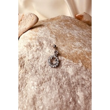 Gülen Sürat Halka Sallantılı Model Zirkon Taşlı Silver Stainless Steel Çelik Piercing Tragus Helix Gümüş